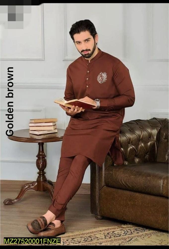 Men's Stitched Wash & Wear Embroidered Kurta